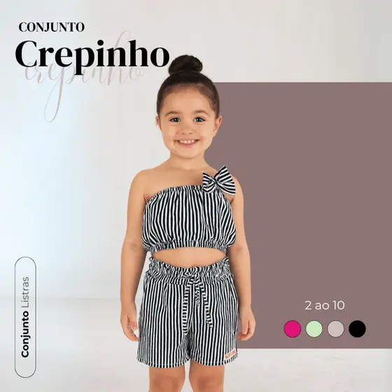 🔥 Conjunto Menina Verão Estiloso Top Laço Shorts Cintura Alta Confortável Passeio Praia Festa Calor🔥