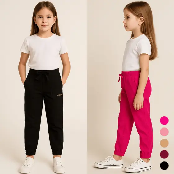 KIT 2 CALÇAS Infantil Menina Jogger Cargo Blogueirinha Estilosa Bolsos 2 4 6 8 Escola Básica Inverno