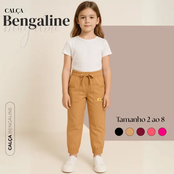 Calça Bengaline Infantil Feminina Menina Moda Passeio Blogueirinha Rosa Preto Bordô Bege Inverno Top