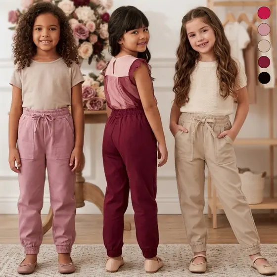 KIT 2 CALÇAS Menina Infantil Juvenil Inverno Frio Jogger Cargo Bengaline Inverno Blogueira Conforto
