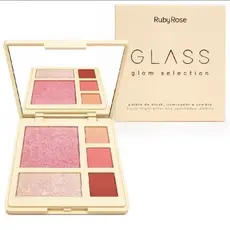Paleta Glass Glam Selection Ruby Rose 3 em 1 Blush Iluminador E Sombras Alta Pigmentação