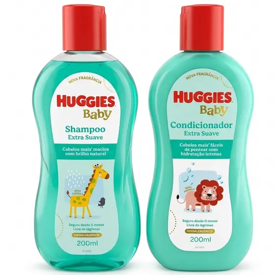 Kit Huggies Baby Shampoo Extra Suave 200ml + Condicionador Extra Suave 200ml