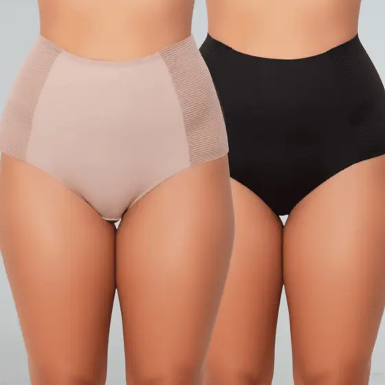 Kit 2 Calcinhas Modeladora de Alta Compressão Suplex Elástico Cinta Cós Alto feminina Afina Cintura