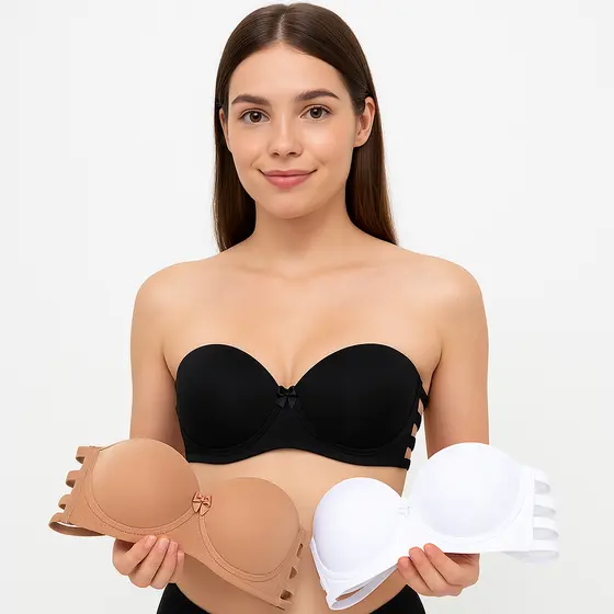 Kit 3 Sutiãs Tomara que Caia Reforçado Elástico Confortável 3 Tiras