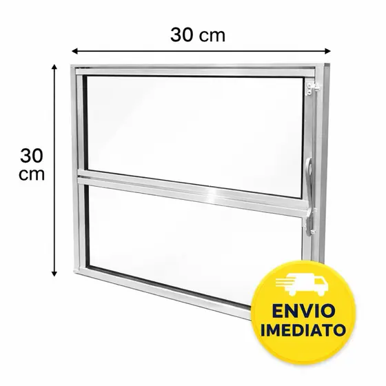 Vitro Basculante Janela 30x30 cm Banheiro Aluminio Vidro Liso