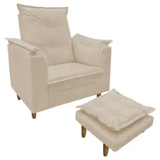 Poltrona Decorativa Clean Para Amamentação + 01 Puff Decoração Para Sala de Descanso