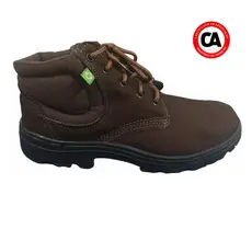 Bota Botina Coturno Nobuck Brasfort  Marrom Top Bico Pvc Obra CA 43517