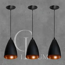 Lustre de Teto Pendente Luminária Vegas Preto com Cobre GL ilumi Envio Imediato