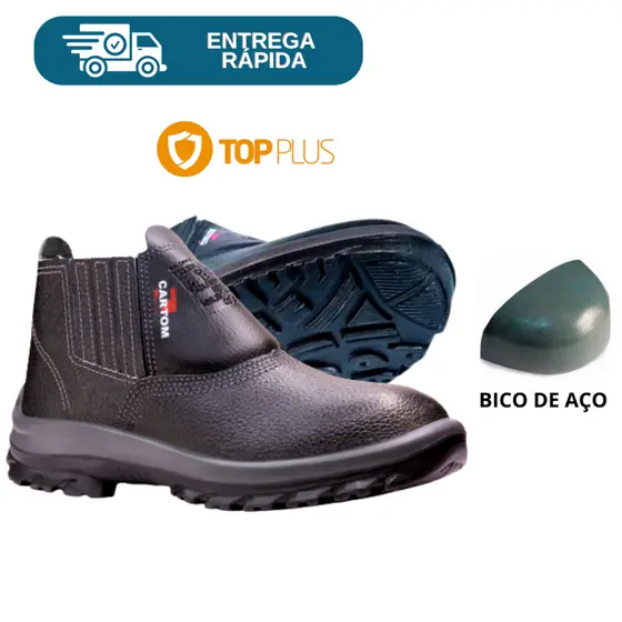 Botina Bota De Segurança Cartom Epi Elástico Bico De Aço Bidensidade Top Plus Para Trabalho