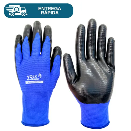 Luva Nitril Wave Smart Banho Nitrílico Impermeável Azul Óleo Multitato Volk Proteção Epi Nitrilica