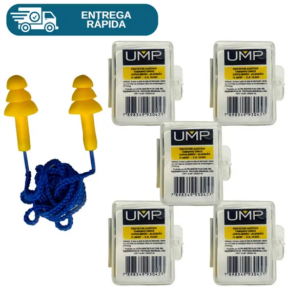 Kit 5 Protetor Auricular Tipo Plug Copolímero Para Ouvido Abafador De Ruidos Protetor Auditivo