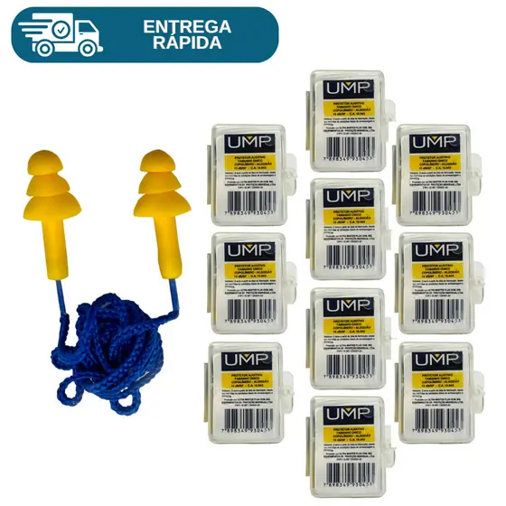 Kit 10 Protetor Auricular Tipo Plug Copolímero Para Ouvido Abafador De Ruidos Protetor Auditivo