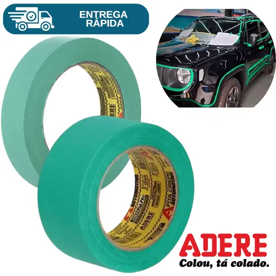 Fita Crepe Pintura Automotiva Verde Adesiva Larga Grande 50m Metros Adere Polimento Mecânico Carros