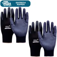 Kit 2 Prs Luva De Segurança Multitato Tatil Tato Poliamida Com Banho PU Antiestática Mecânico Pedreiro Serviços Gerais