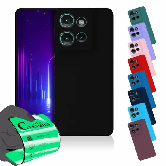 Capa Capinha Anti Shock Aveludada + Película Para Moto G15