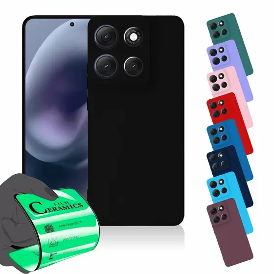 Capa Capinha Anti Impacto Aveludada + Película Para Moto Edge 60 Pro