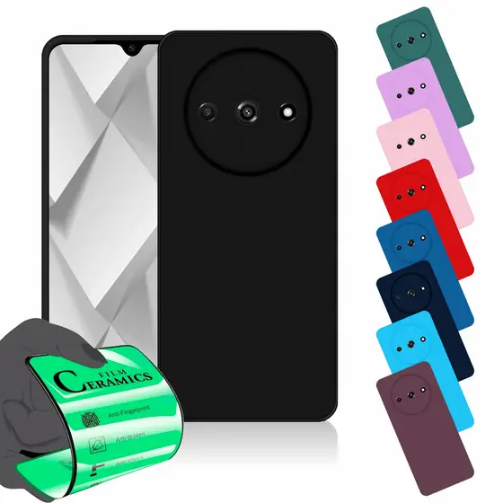 Capa Capinha Anti Shock Aveludada + Pelicula Para Redmi A3 A3x