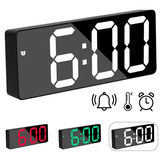 Relógio Digital De Mesa Compacto USB E Pilha Com Despertador Data E Temperatura Linha Premium