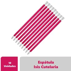 10 Espátulas Unha Inox Com Silicone - Isis Cutelaria - Rosa