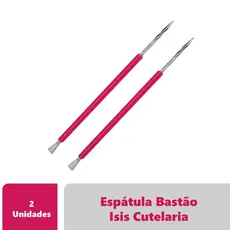 2 Espátulas Bastão ''Mista'' Unha Inox Com Silicone - Isis Cutelaria - Rosa
