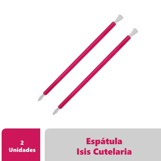 2 Espátulas Unha Inox Com Silicone - Isis Cutelaria - Rosa