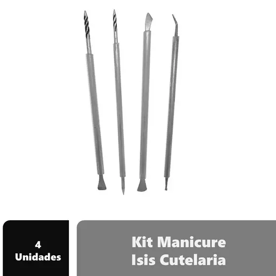 Kit Manicure Isis Cutelaria Inox Instrumentos Podologia - Transparente