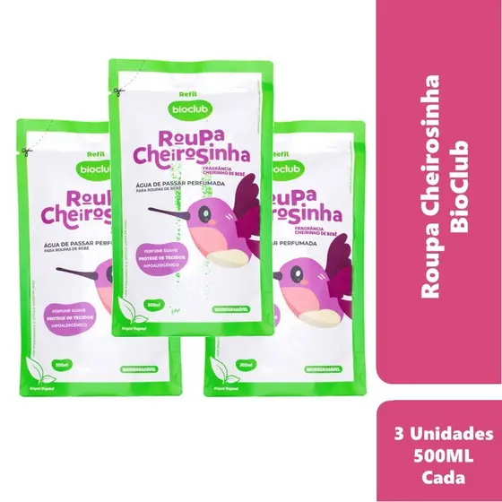 3 Refil Roupa Cheirosinha Água de Passar Roupa de Bebê 500ml