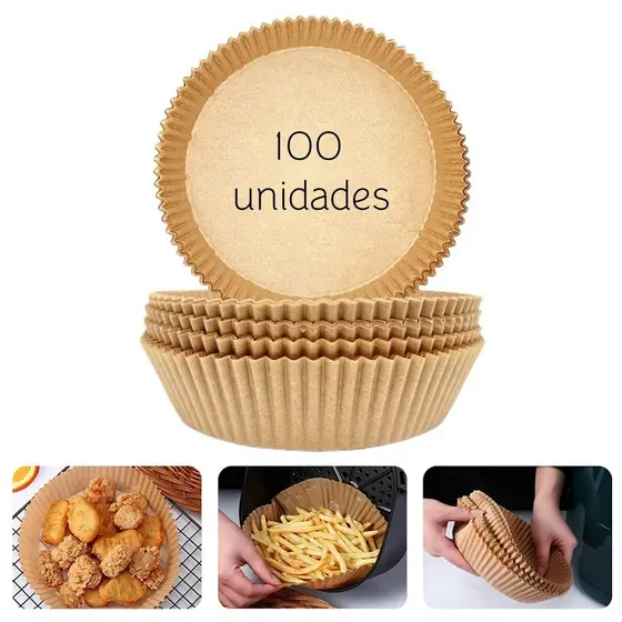 Protetor Fritadeira Airfryer 20Cm C/ 100 Papéis Descartáveis