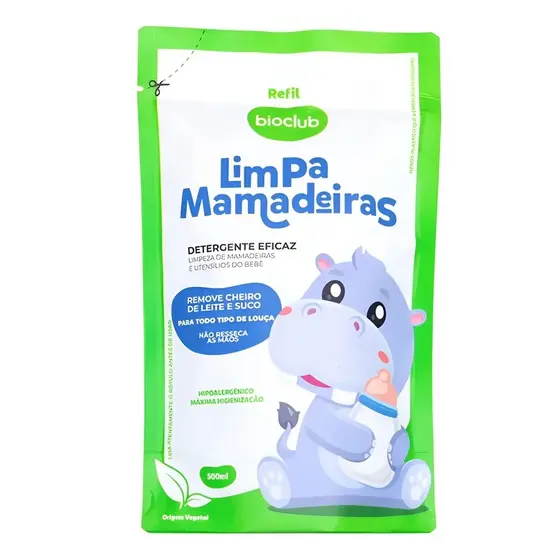 Limpa Mamadeiras Sachê 500ml Hipoalergênico Vegano Bioclub