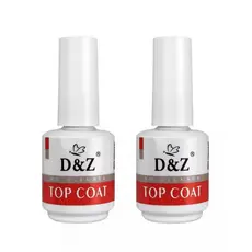 KIT 2 Top Coat Selante D&Z 15ml Extra Bilho Unha Gel Acrigel Fibra Porcelana