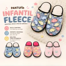 Pantufa Infantil Comfort Fleece Peluciada Quentinha Antiderrapante Inverno Menina e Menino