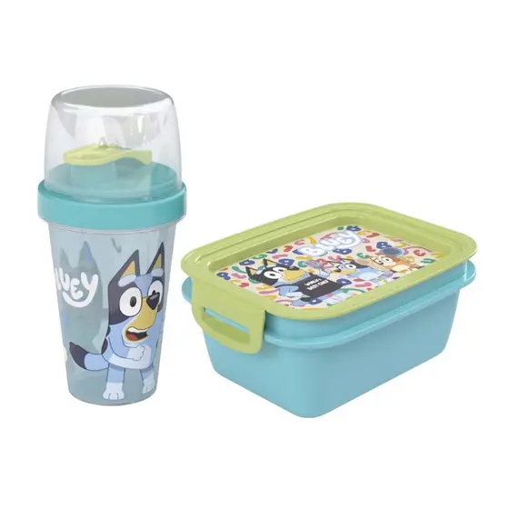 Kit Lancheira Bluey Volta à Aulas 2 Peças 1 Pote Marmita 1 Garrafa Mini Shakeira Plasútil