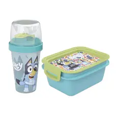 Kit Lancheira Bluey Volta à Aulas 2 Peças 1 Pote Marmita 1 Garrafa Mini Shakeira Plasútil
