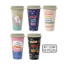 Kit Copos Dia das Mães Presente Brinde Lembrancinha 16 Peças Plasútil