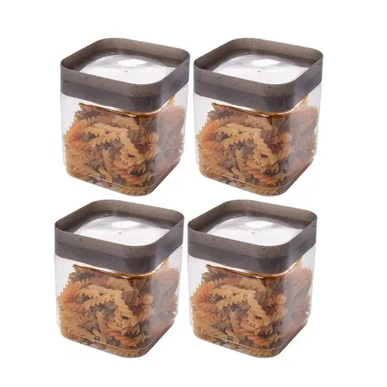 Kit 4 Potes Porta Mantimentos Quadrados 1,28 L Plug Plasútil