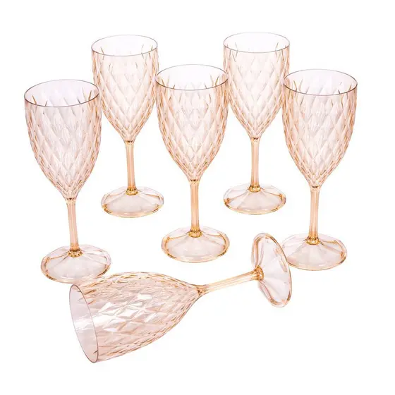 Kit Natal 6 Taças Vinho Glamour Citrino Plasútil