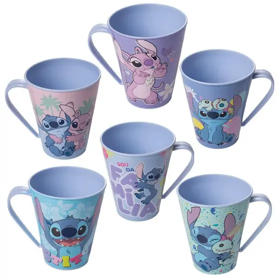 Caneca Stitch 1 Peça Sortido Ohana Disney 360 ml  Plasútil