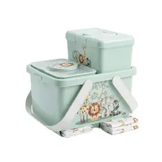 Kit Trocador Safari Verde 3 Peças Bebê Enxoval Plasútil