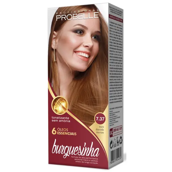 Tonalizante Burguesinha 50g 7.37 - Louro Dourado Marrom Probelle probelle