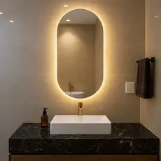 Espelho Decorativo com led Oval Lapidado 80X50Cm Fonte Bivolt+Suporte| ENVIO IMEDIATO