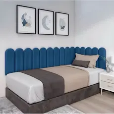 Cabeceira Modular Estofada Nuvem 45x20cm Cama de Solteiro azul marinho em L(15 PEÇAS)