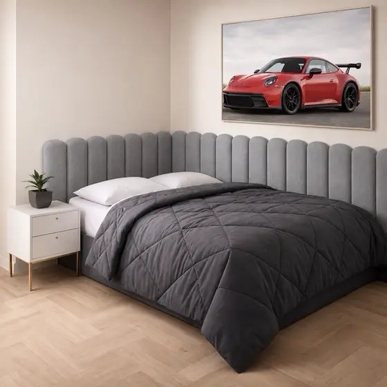Cabeceira estofada Cama Box de casal em L 45x20cm Nuvem Todos os Tamanhos Fácil Instalação Envio Full