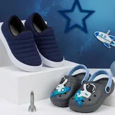 Kit Tênis Infantil Menino Calce Fácil + Sandália Babuche Personagens Leve e Macia