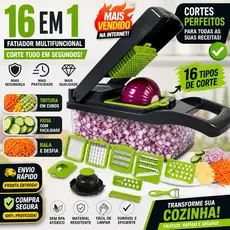 Fatiador de Legumes 16 em 1 Cortador Ralador Picador Multifuncional Cozinha com Lâminas Inox