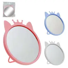 Espelho de mesa /oval com moldura de plastico gatinho fofo15,2x14,5cm
