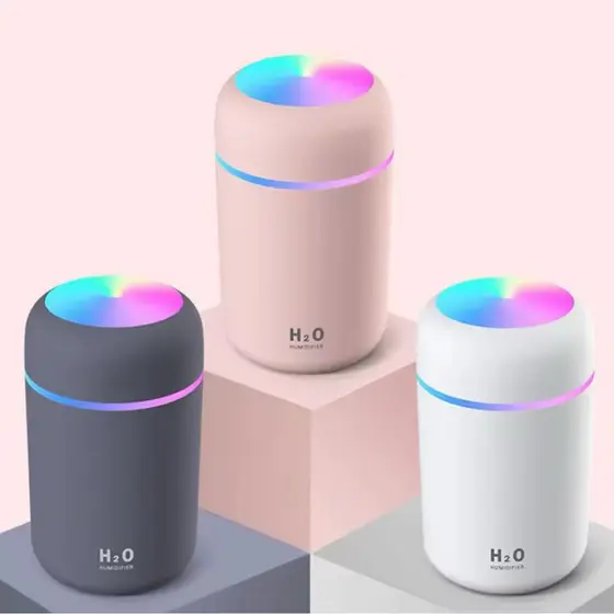 Mini Umidificador e Purificador de Ar Portátil USB LED Colorido