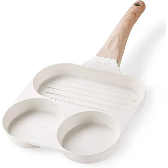 Frigideira 3 em 1 para café da manhã, frigideira antiaderente leve e leve para omelete para bacon (tipo universal)