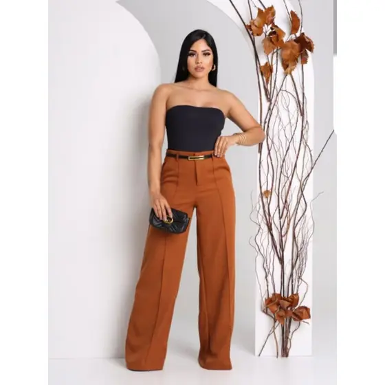 Calça de alfaiataria fecho ziper