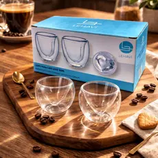 Conjunto Dois Copos Café Borossilicato Love Coração 90ml