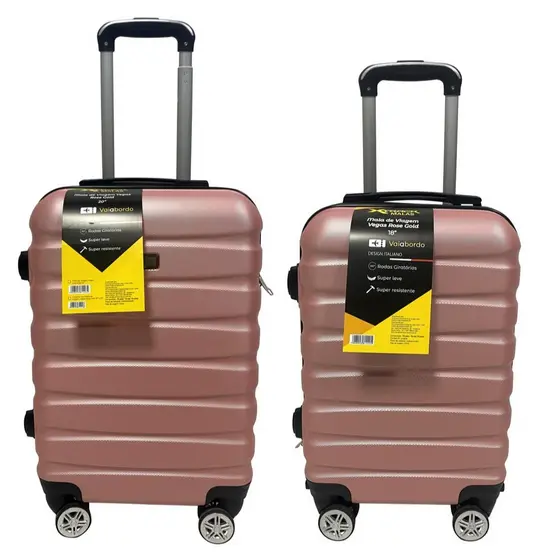 Kit 2 Malas de Viagem Com Rodinhas 18'' e 20'' - Rosa